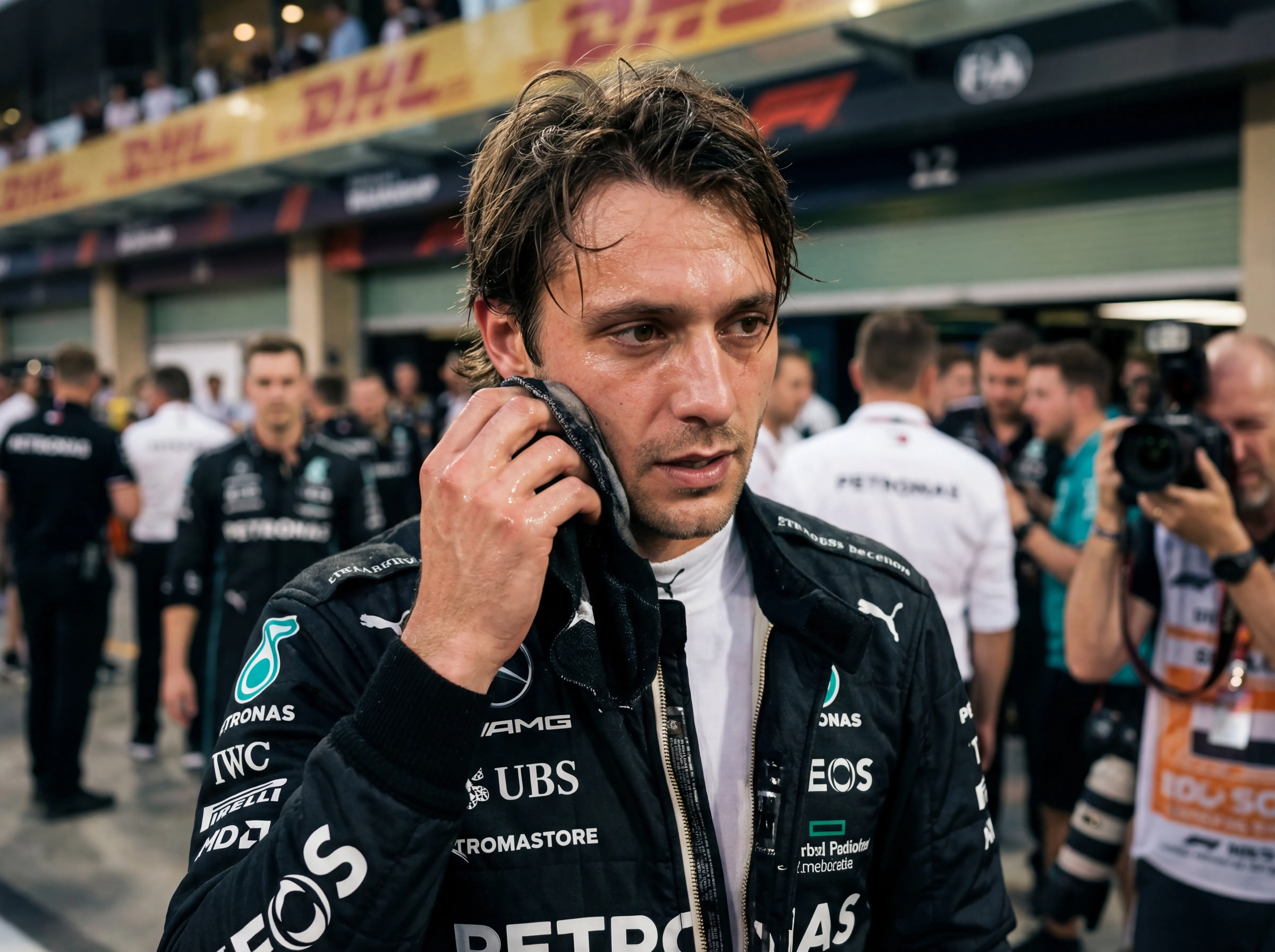 After the champagne shower, there are these moments where you can see the exact microsecond the fatigue catches up and makes them look almost human. Almost.