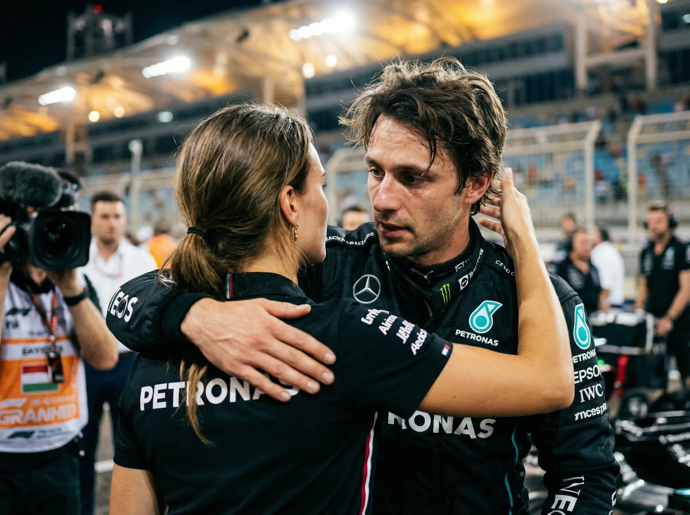 Mercedes, like AM57, win as a team and lose as a team. Mercedes AMG F1 Press Officer Lead Maren Lindqvist commiserates with Alexander after narrowly missing out on the win.